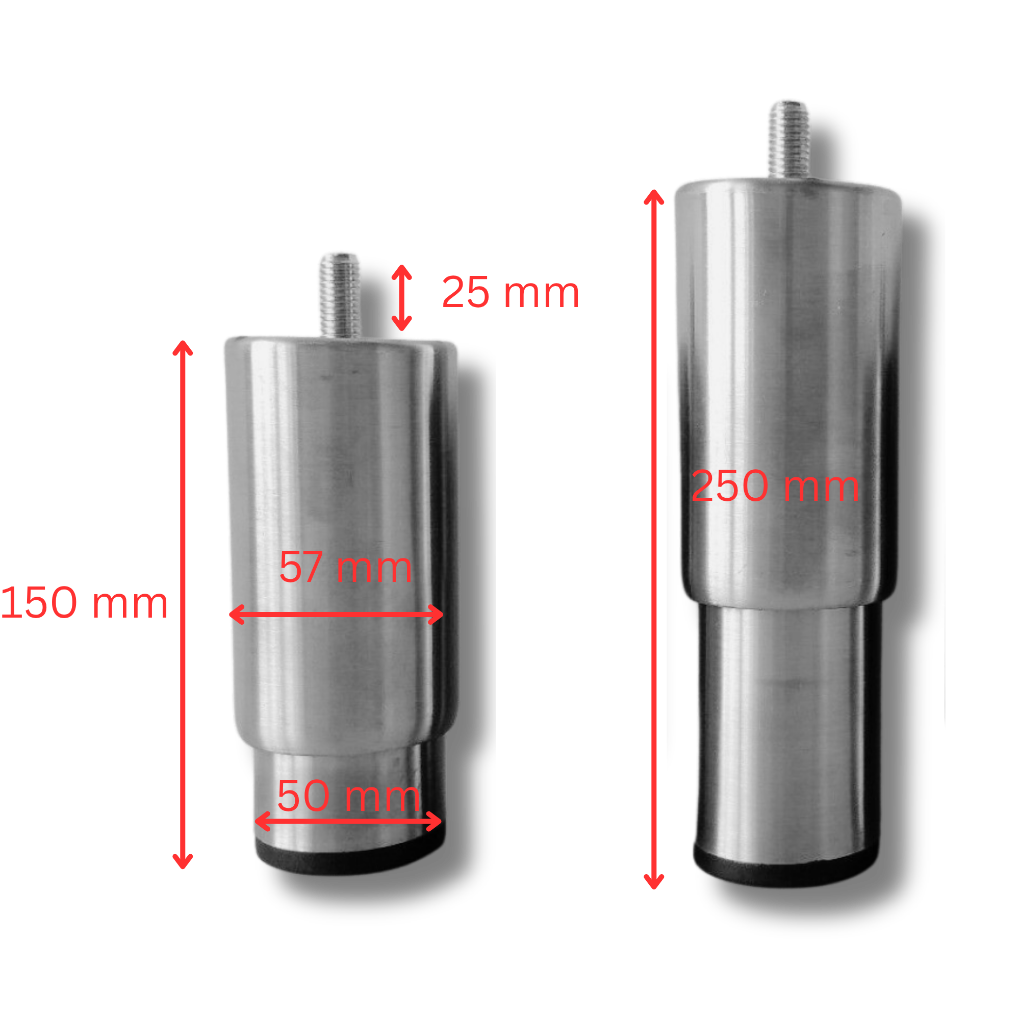 Gastro Standfuß 4er Set - 15 cm Höhe - Höhenverstellbar bis 5 cm - Edelstahllegierung AISI 304 - Grilltisch Zubereitungstisch Arbeitstisch Edelstahltisch Gastro Tisch