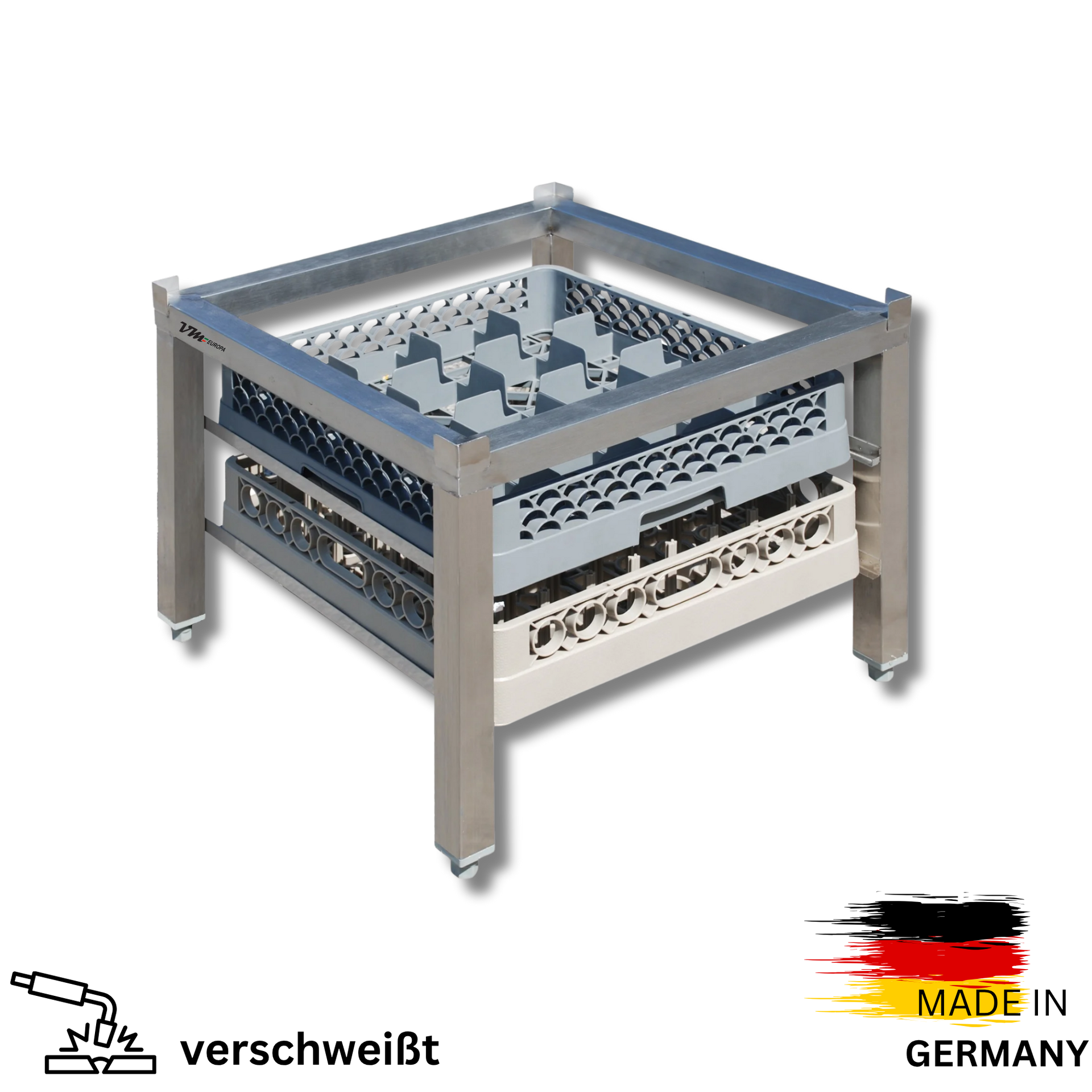 Edelstahl AISI304 Untergestell für Spülmaschinen 60,5x57x45cm  - wird fertig geschweißt geliefert - UG2-6057V