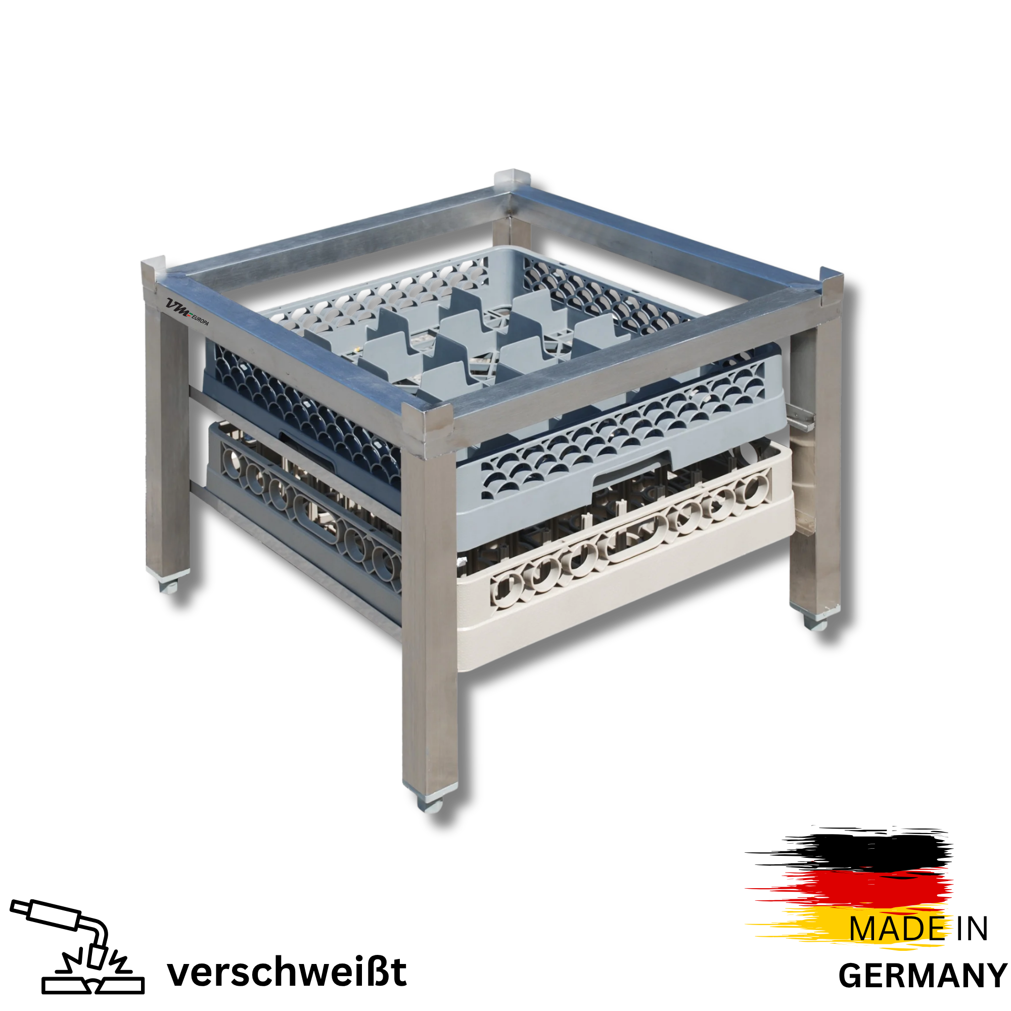 Edelstahl AISI304 Untergestell für Spülmaschinen 60,5x57x45cm  - wird fertig geschweißt geliefert - UG2-6057V